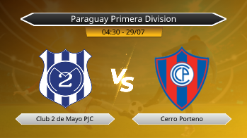 Paraguay Primera Division Club 2 de Mayo PJC VS Cerro Porteno